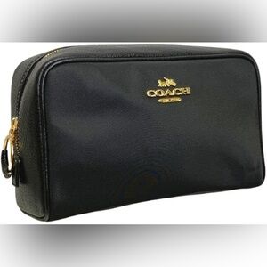 Coach Ellis cosmetic travel case in black nylon and refined pebble leather